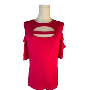 2/$30 Fabletics Medium Cutout Scoop Neckline Top Bubblegum Pink Nylon/Elastane